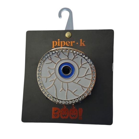 Piper K Accessories - Piper K - 'BOO' Metal & Enamel Eyeball w/ Rhinestones NEW